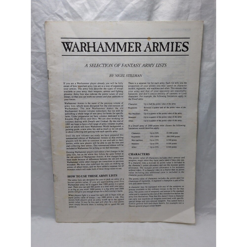 Warhammer Armies 4th Edition 1992 Book Warhammer Fantasy